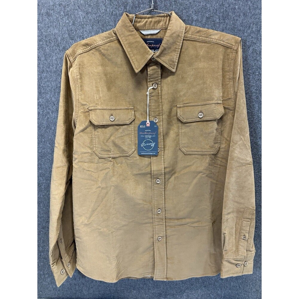 Weatherproof Vintage Shirt Men's Size M Tan Button Up Pocket